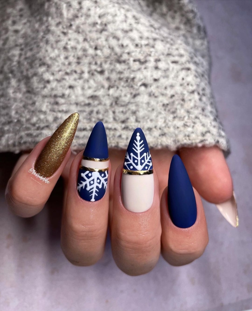 new year nail designs 2021 snow blue