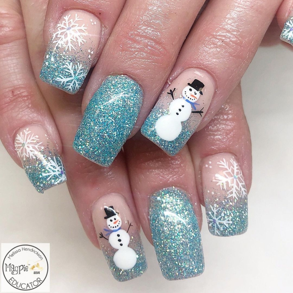 new year nail designs 2021 snowman